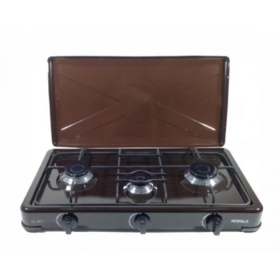 Plita gatit / aragaz portabil emailat cu 3 arzatoare maro Nurgaz
