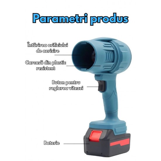 Suflanta aer, 2 baterii 48v, incarcator, 3000mAH + geanta transport MX1089