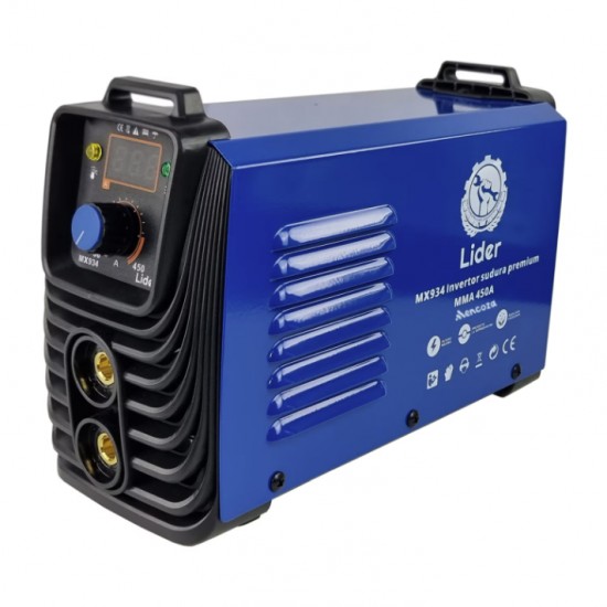 Aparat sudura LIDER PREMIUM MMA 450A, afisaj electronic, cablu 3m, valiza transport MX934