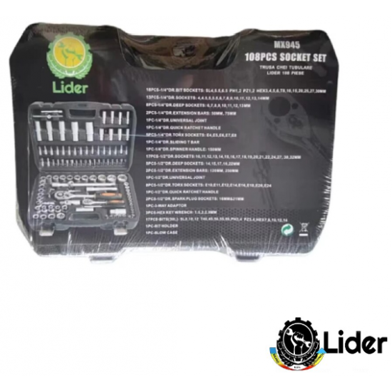 Trusa chei tubulare 108 piese LIDER PREMIUM MX945