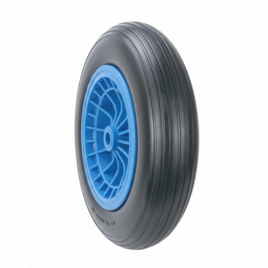 Roata roaba SPUMA 400-8, 14’’, negru+interior plastic albastru MX1058