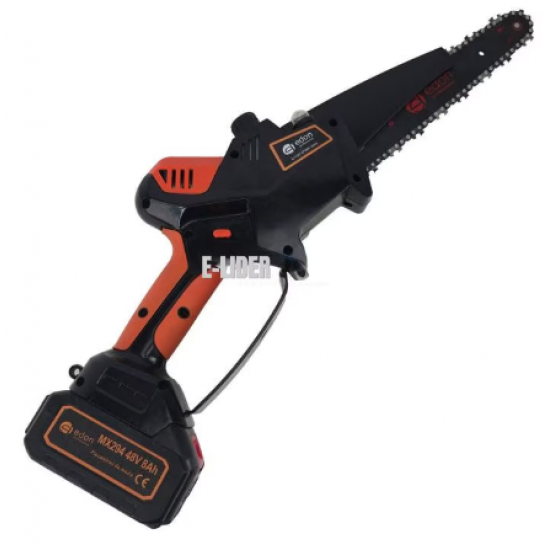 Fierastrau de mana pe acumulatori Edon Profesional 48V, 8Ah, Lama 25cm, Afisaj LCD, Ungere lant, 2 acumulatori, 2 lanturi, Incarcator, Geanta de transport MX294