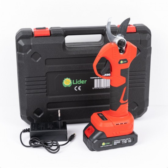 Foarfeca electrica gradina, 2 acumulatori Li-Ion 48V, 5Ah, lama SK5, diametru taiere 40mm, Brushless , afisaj LCD Lider® Premium MX808