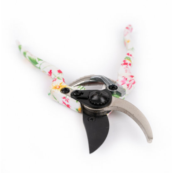 Foarfec vie, model ALB/NEGRU CU FLORI, maner PVC MX792