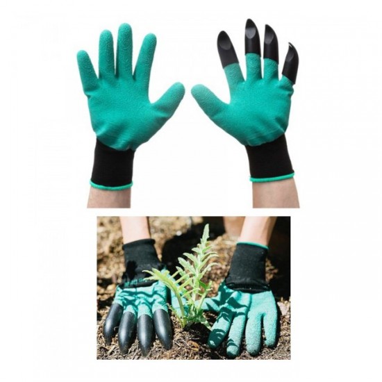 Manusi protectie, model cu 4 gheare pentru sapat, verde cu negru MX1032