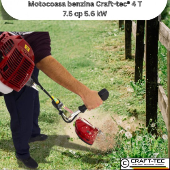 Motocoasa benzina 4 timpi CRAFT-TEC T5600 PROFI 7.5hp, 5.6kw, 3 disc SwissInox (3T,8T,230), tambur, ham profi MX701