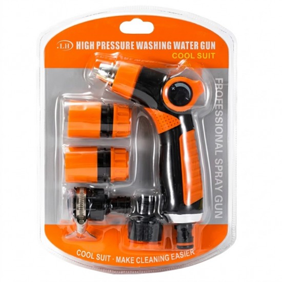 Set pistol irigat gradina JET, PORTOCALIU TOP include mufa rapida ½, ¾ , 2 conectori, MX1701